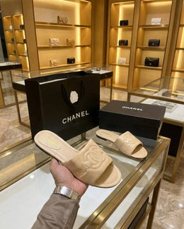 Chanel_Lambskin_Quilted_CC_Platform_Mules_Apricot_Beige_With_OG_Box_Carry_Bag_21P