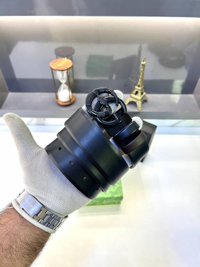 Gucci Black Reversible Belt Fa 673