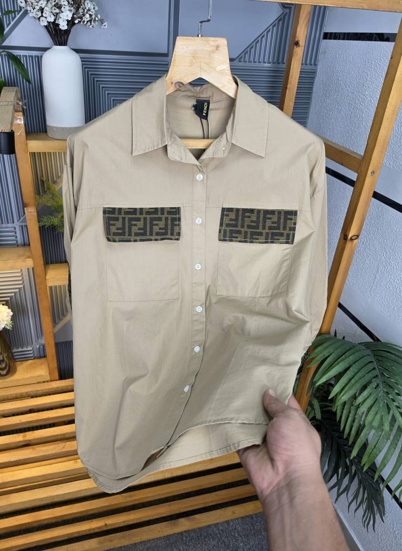 Fen Pocket Logo Shirt Coffee S120-CF