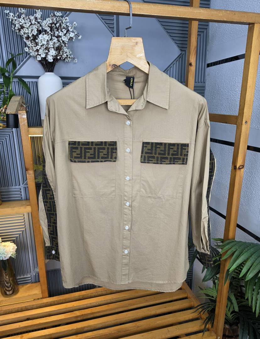 Fen Pocket Logo Shirt Coffee S120-CF