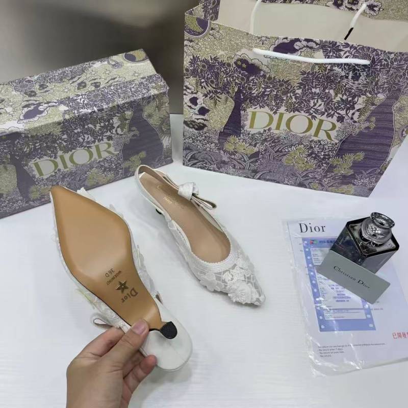 Diior Jadiior Slingback Heels Pumps White For Her With Original Box And Carry Bag 1688 2 White