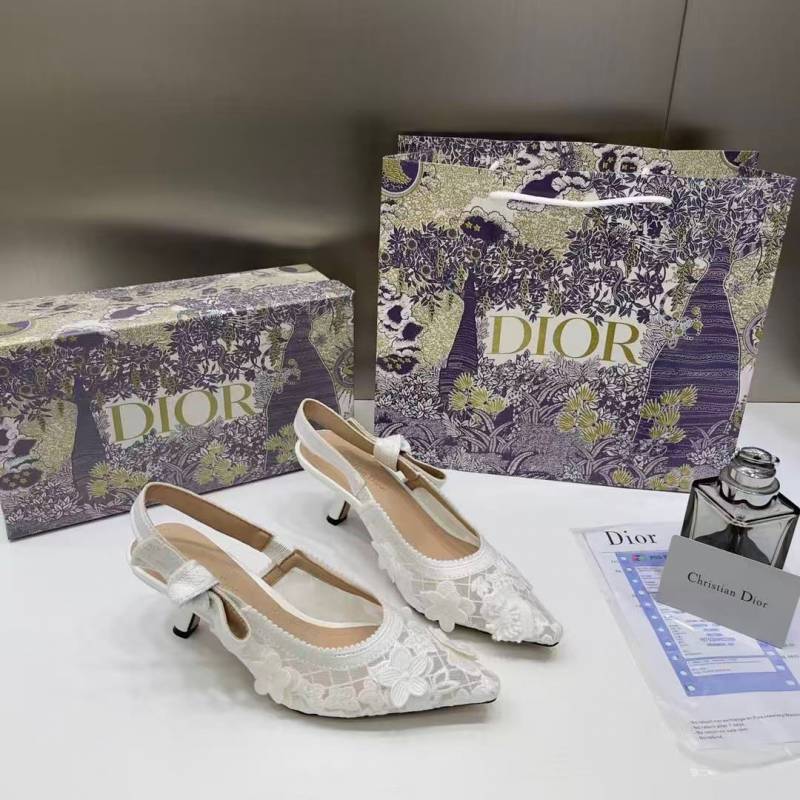 Diior Jadiior Slingback Heels Pumps White For Her With Original Box And Carry Bag 1688 2 White