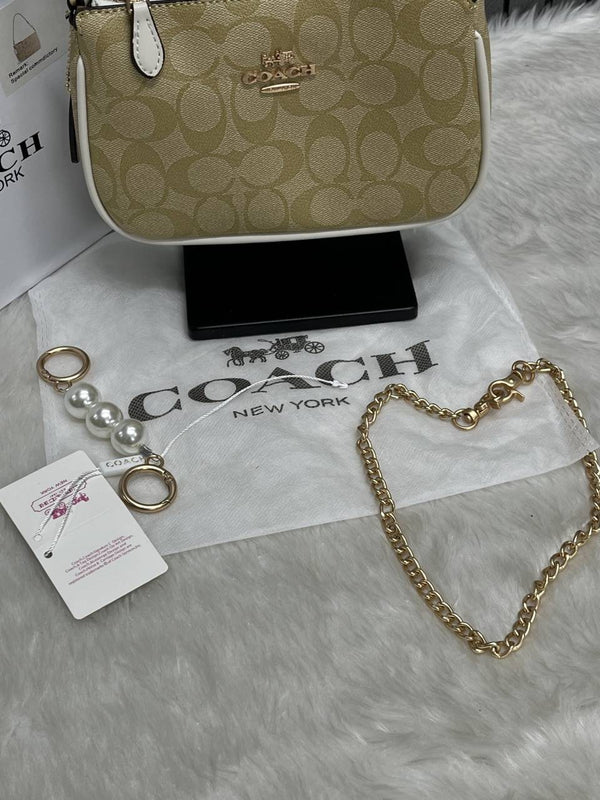 Coach Nolita AP-White With Original Box DustCover & Pearl charm