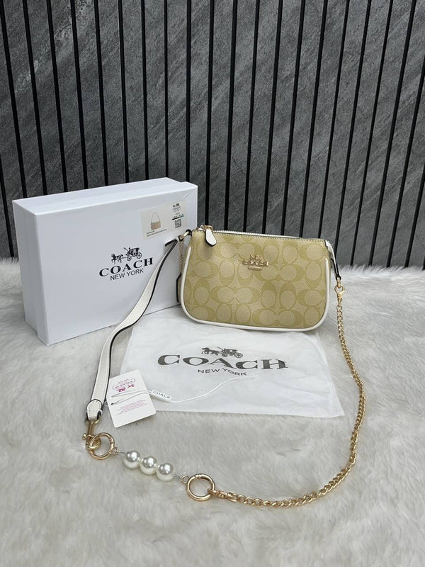 Coach Nolita AP-White With Original Box DustCover & Pearl charm