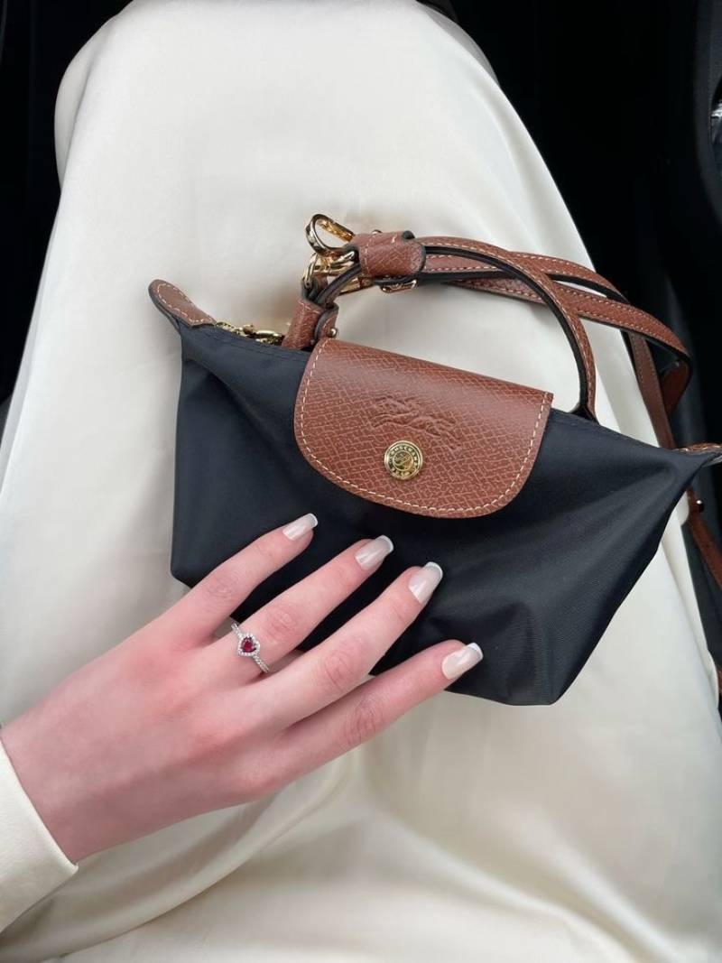 Longchamp Black Mini Crossbody Bag With Poly Bag