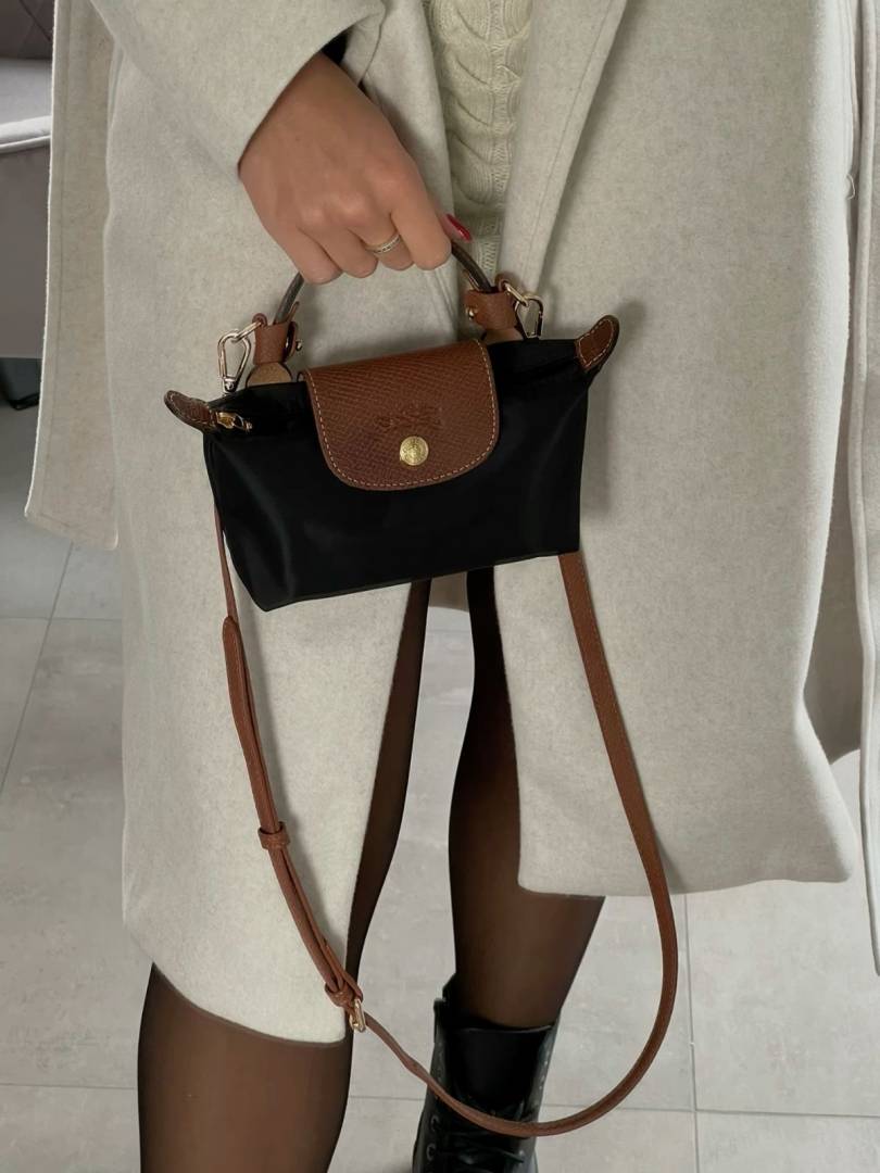 Longchamp Black Mini Crossbody Bag With Poly Bag