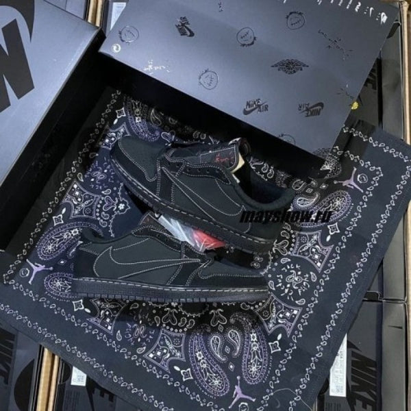 Travis Scott x Air Jordan 1 Low OG Black Phantom With Same Full Kit S Show In Image same Packing Semi UA