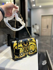 Versace Jeans Couture Crystal Medusa Shoulder Bag With OG Box & Dust Bag (Green Flower - 978)