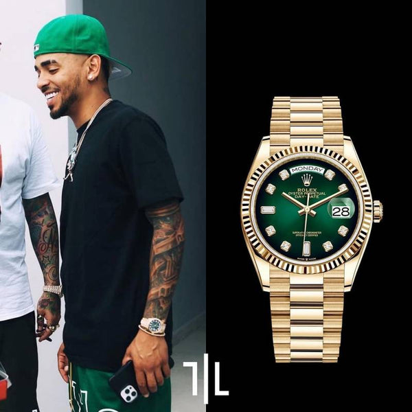 Rolex Oyster Perpetual Day Date Automatic Gold Green Diamond