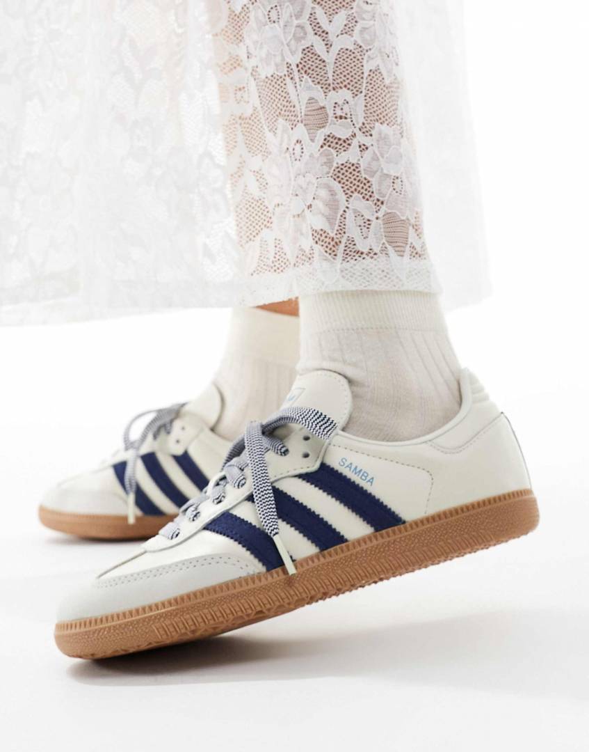 Adidas Samba White Blue Leather