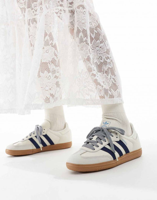 Adidas Samba White Blue Leather