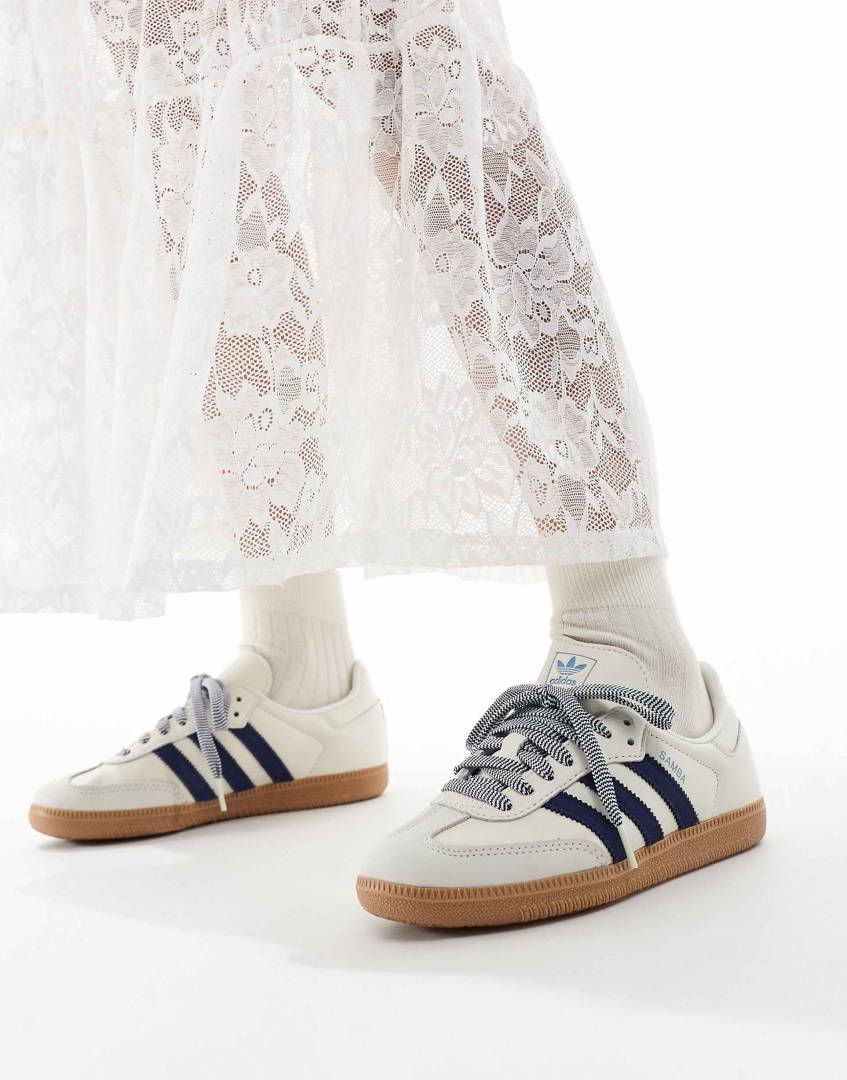 Adidas Samba White Blue Leather