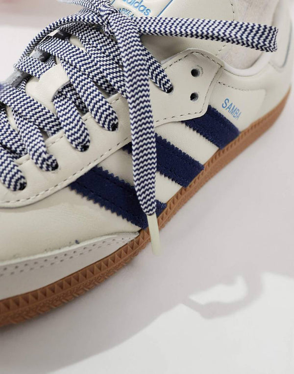 Adidas Samba White Blue Leather