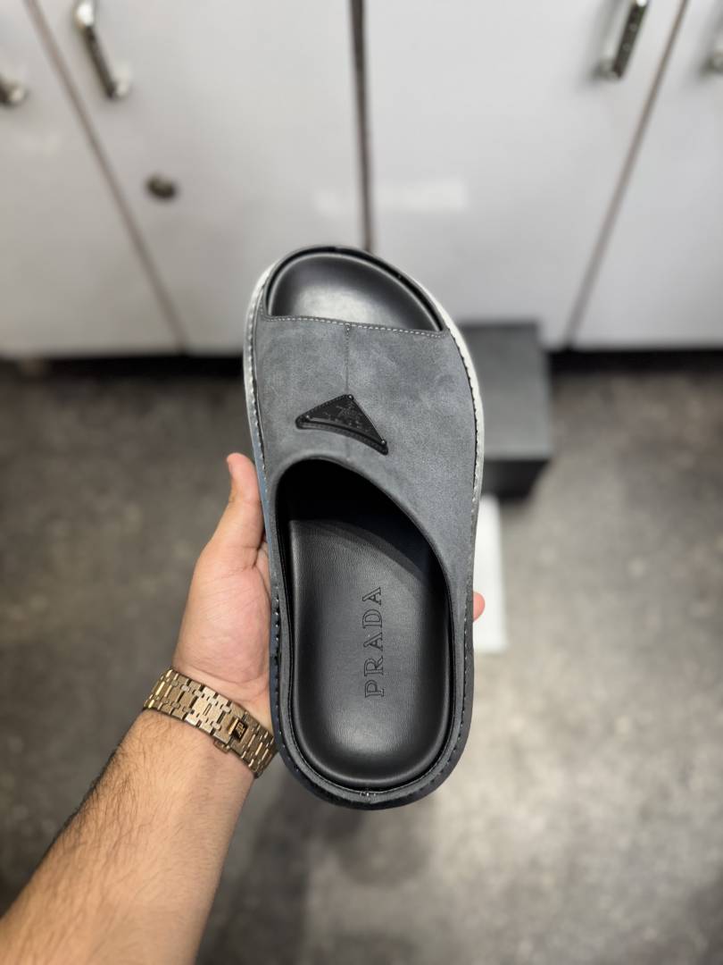 Prada SUEDE PREMIUM SLIDE GREY 012