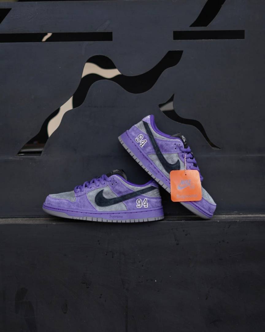 Sb dunk low Supreme 94 Purple iron grey Suede Quality