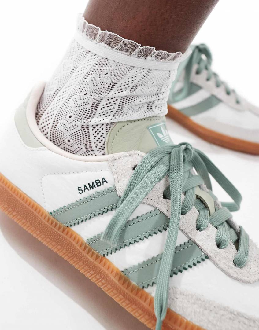 Adidas Samba Silver Green Suede Fix