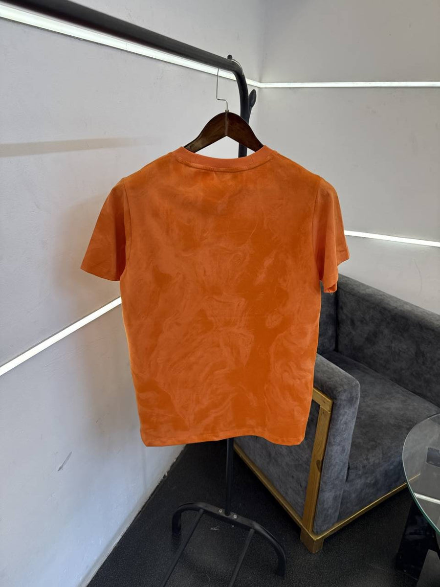 Essentials laser print imported round neck tshirt orange