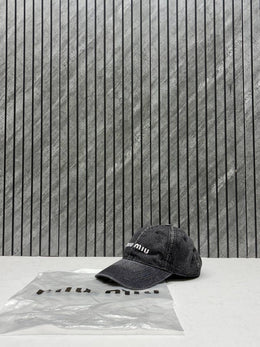 Miu Miu Denim Black Premium Unisex Cap With Original Zipper Polly Bag