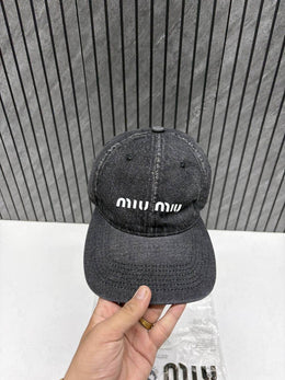 Miu Miu Denim Black Premium Unisex Cap With Original Zipper Polly Bag