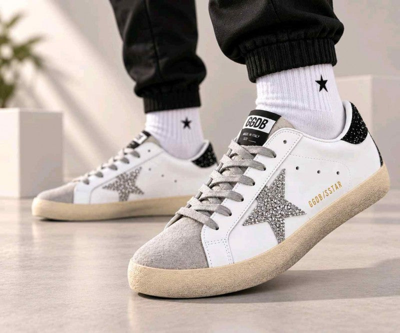Golden Goose Super Star sneakers Silver Glitter Star and Black Glitter 6210