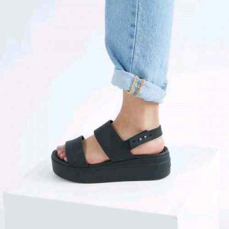 Crocs Black Brooklyn Low Wedge Sandals