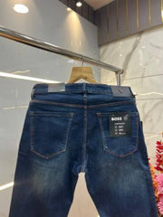 Boss Blue Shade Straight Fit Premium Imported Stretchable Lycra Fabric Denim with Embroidered Logo 4111