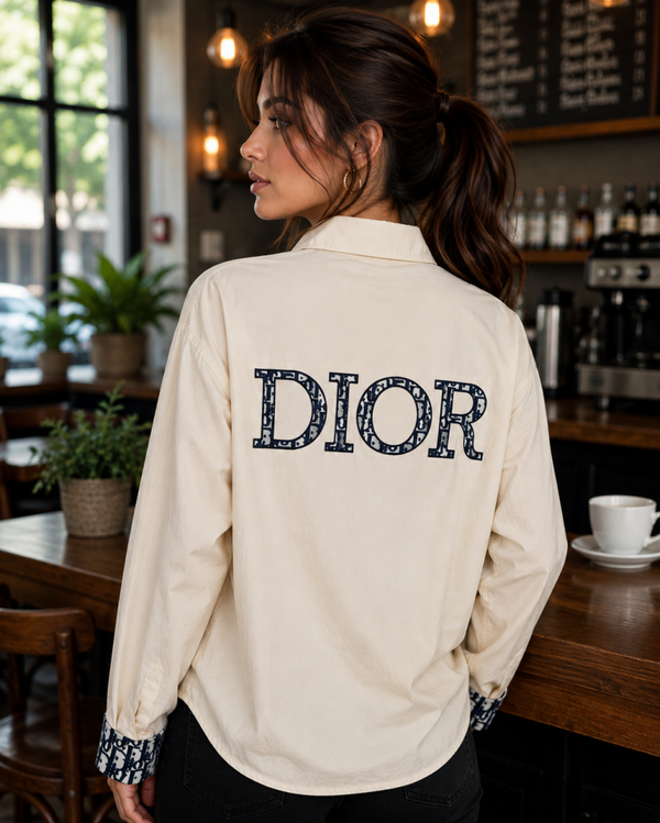 Dio Back Print Shirt Cream S110-CR