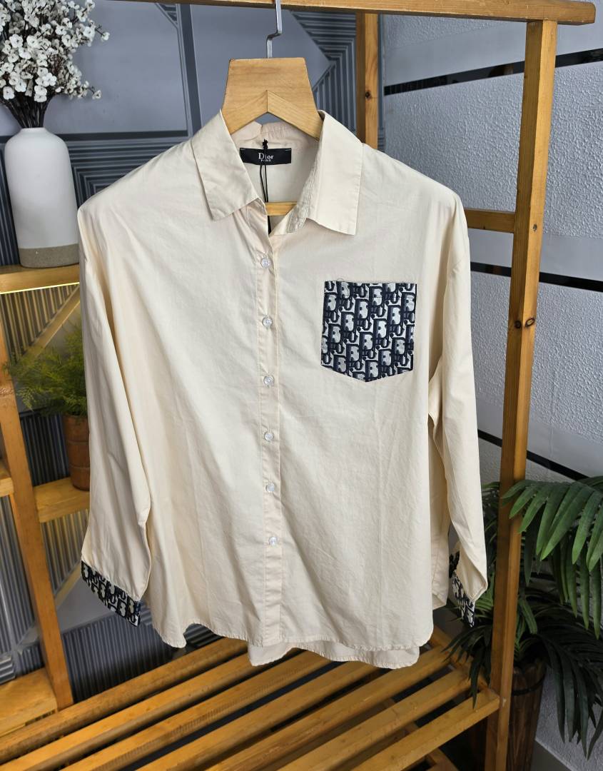 Dio Back Print Shirt Cream S110-CR
