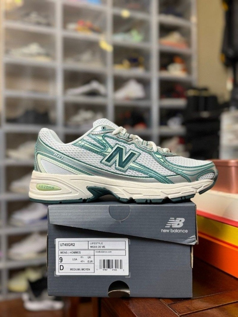 New Balencee 740 Trainers White Marsh Green Casual Shoes