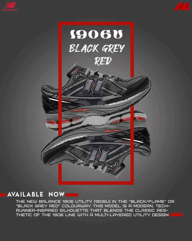 New Balencee 1906U BlackRedGrey