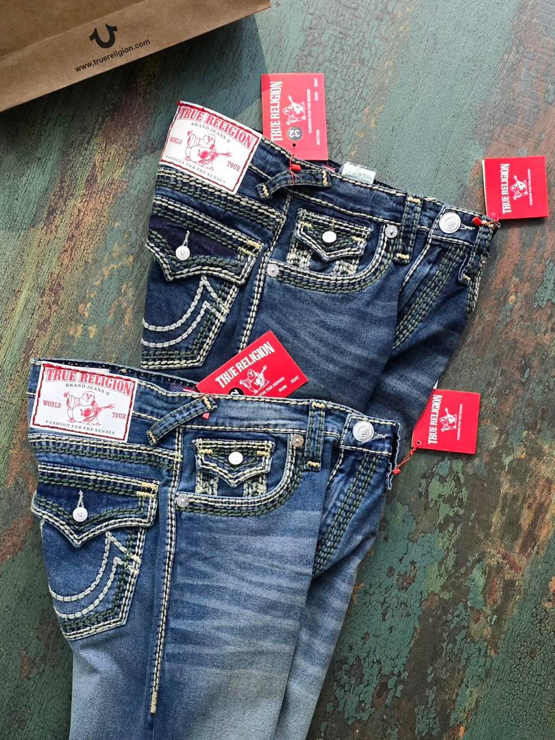 True Religio n Dark Shade Premium Imported Stretchable Lycra Fabric Straight fit Denim with Back Flap pocket Design 3434