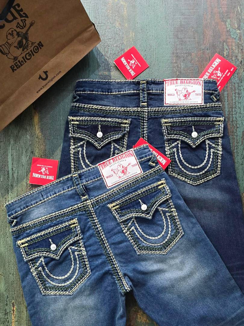 True Religio n Dark Shade Premium Imported Stretchable Lycra Fabric Straight fit Denim with Back Flap pocket Design 3434
