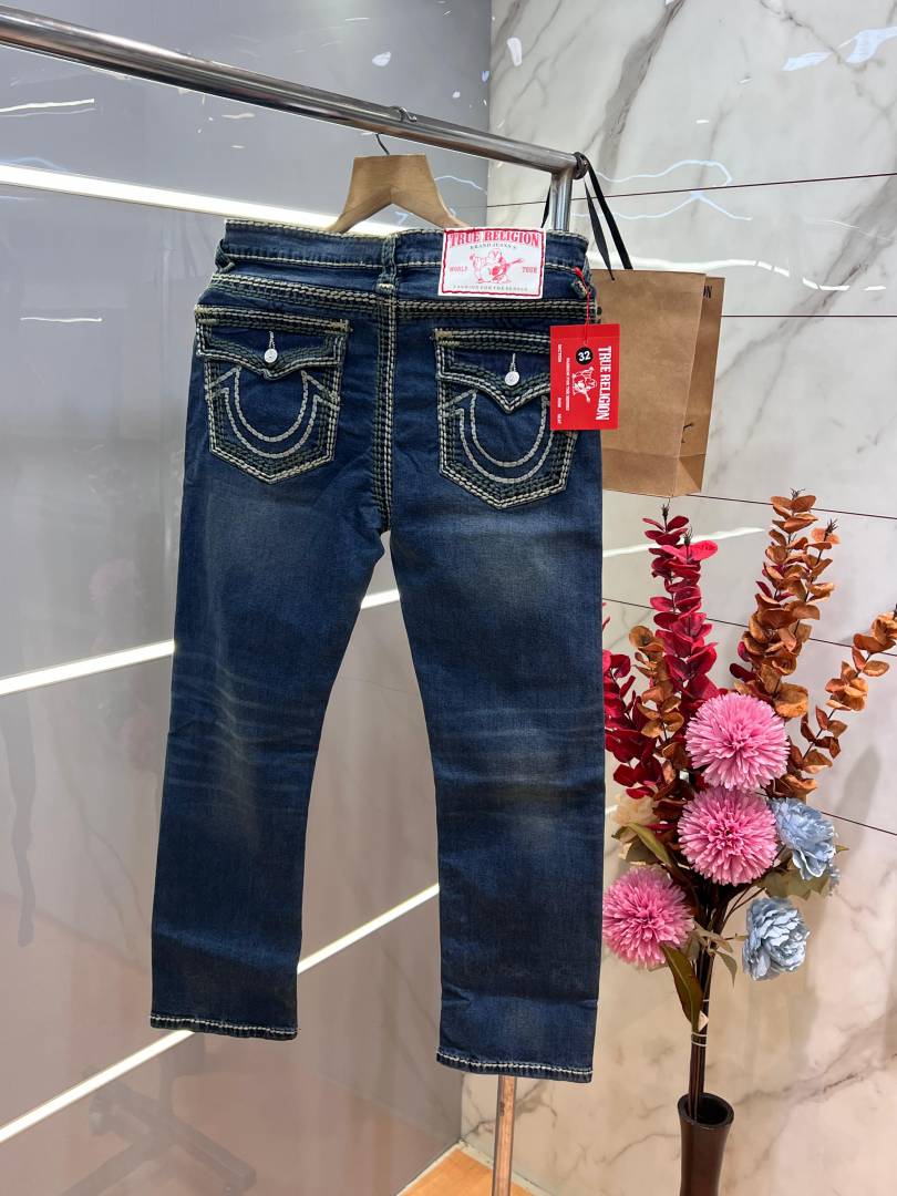 True Religio n Dark Shade Premium Imported Stretchable Lycra Fabric Straight fit Denim with Back Flap pocket Design 3434