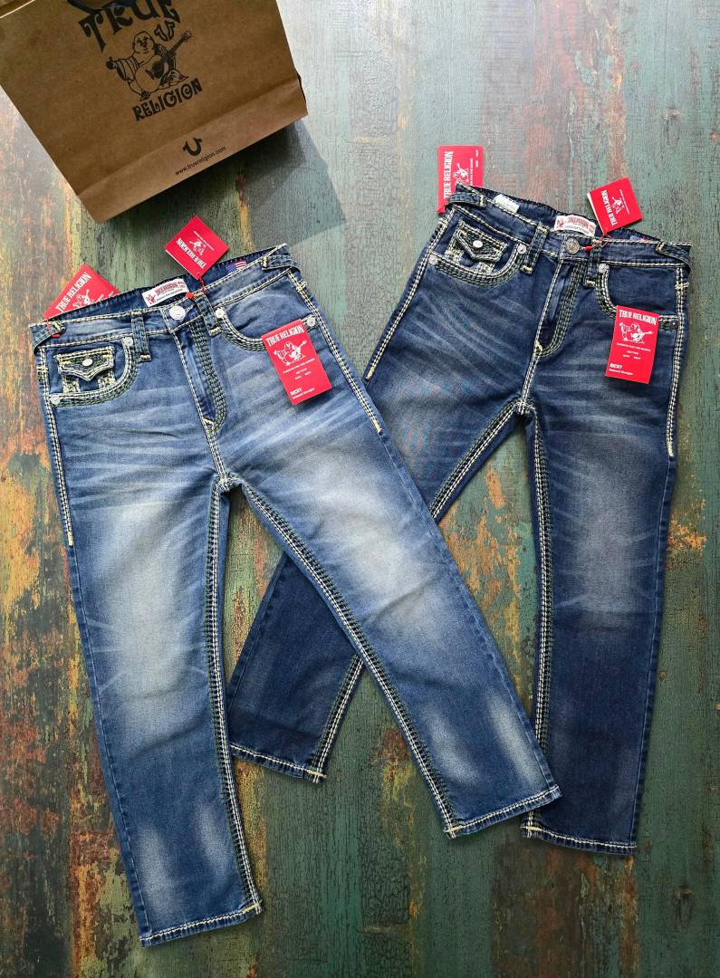 True Religio n Dark Shade Premium Imported Stretchable Lycra Fabric Straight fit Denim with Back Flap pocket Design 3434