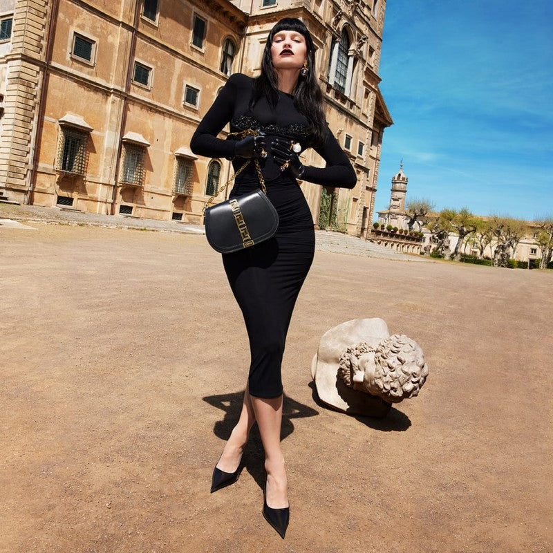 Versace Greca Goddess Shoulder Bag With OG Box & Dust Bag (Black - 675)