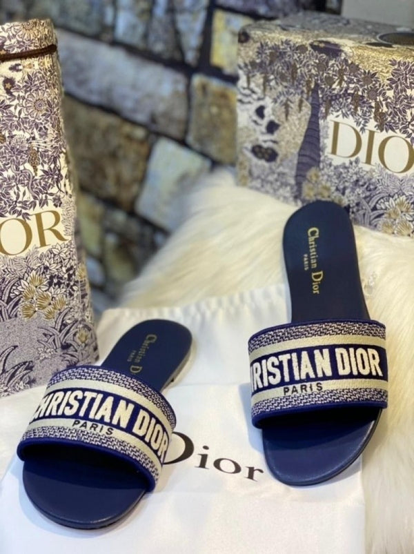 Christian Diyor Navy Dway Slide With OG Box Carry Bag Navy 746