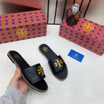 Tori Burch_Black_Everly_Slides_For_Women_With_Original_Box_
