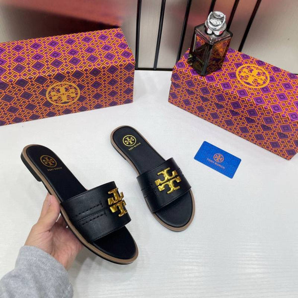 Tori Burch_Black_Everly_Slides_For_Women_With_Original_Box_