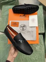 Hermes Texture Black Premium Loafers Surplus Calf Leather Quality With All Accessories HX015