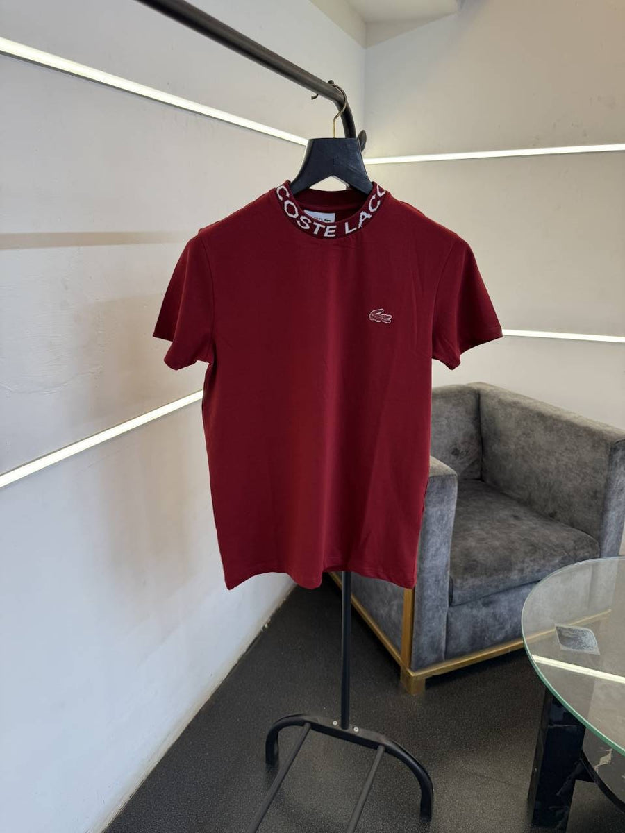 Lacoste Round neck imported tshirt maroon