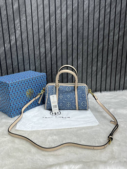 Tori Burch_Satchel_Denim_With_OriginalBox_DustCover
