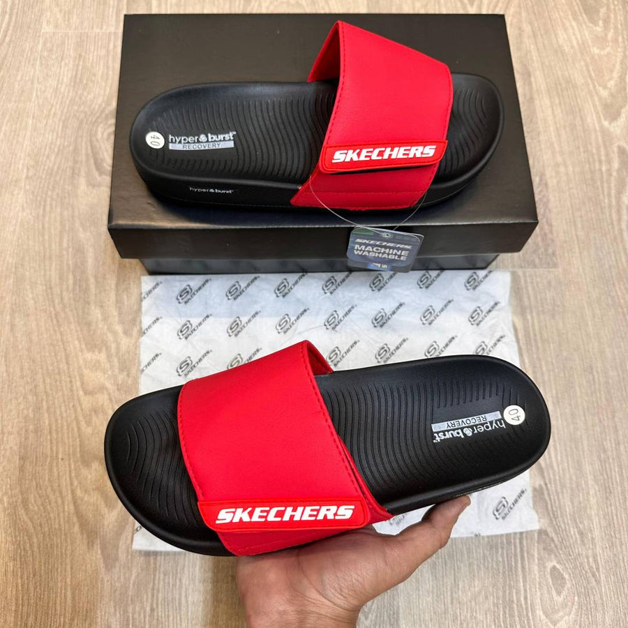 Skechers Hyper Burst Soft Premium Red Black Flip Flop