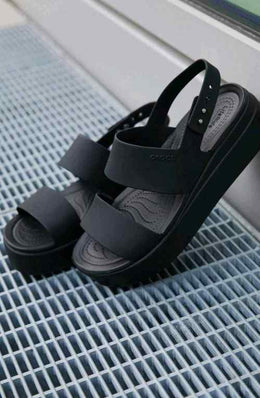 Crocs Black Brooklyn Low Wedge Sandals