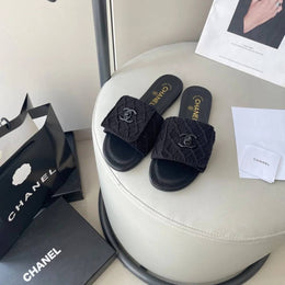 Chanel_CC_Turnlock_All_Black_Sandal_Flats_For_Her_With_Original_Box