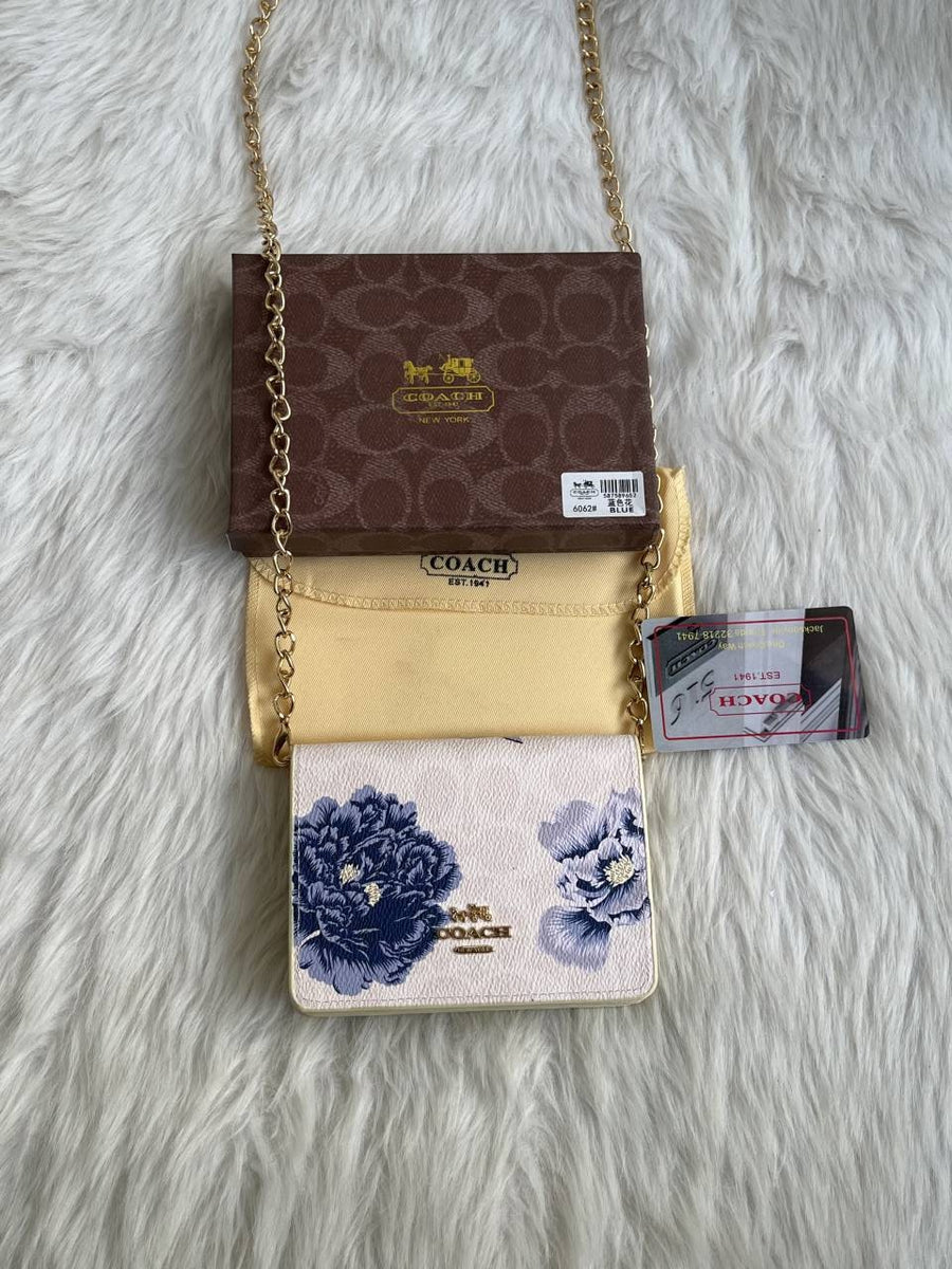 Coach_122_BlueFlower_ChainOnWallet_With_OriginalBox_DustCover_BrandCard