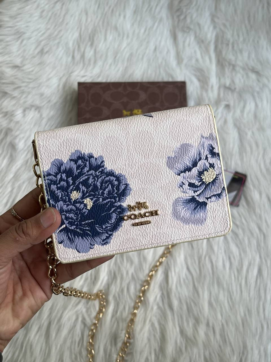Coach_122_BlueFlower_ChainOnWallet_With_OriginalBox_DustCover_BrandCard