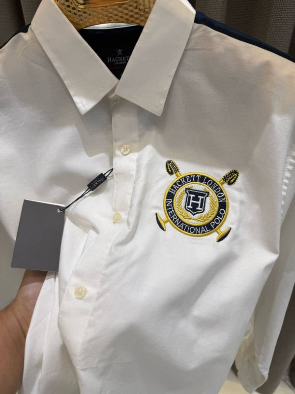 Hackett Chest Logo Full Sleeves Shirt White