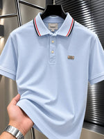 Burberri Chest Logo Polo T-shirt Sky
