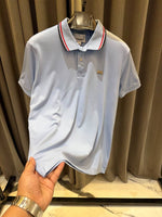 Burberri Chest Logo Polo T-shirt Sky