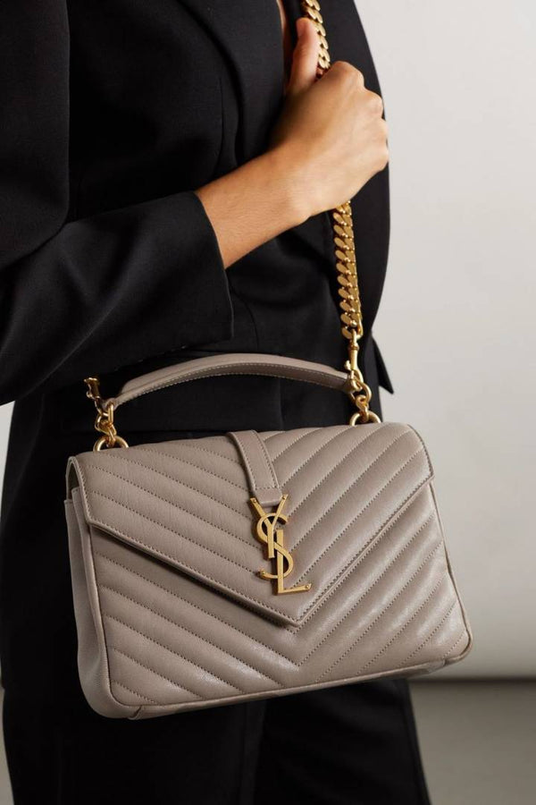 Ysl Collage Black-Silver Medium Shoulder Bag With Original Box & Dust Cover